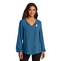 Ladies Textured Crepe Blouse - Embroidered