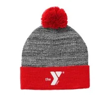 Heather Pom Pom Beanie w/ Embroidered YMCA Logo