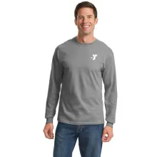 NonExcel Sites -Adult Long Sleeve 100% Cotton Tee  - (Left Chest Y Logo w/ STAFF Back)